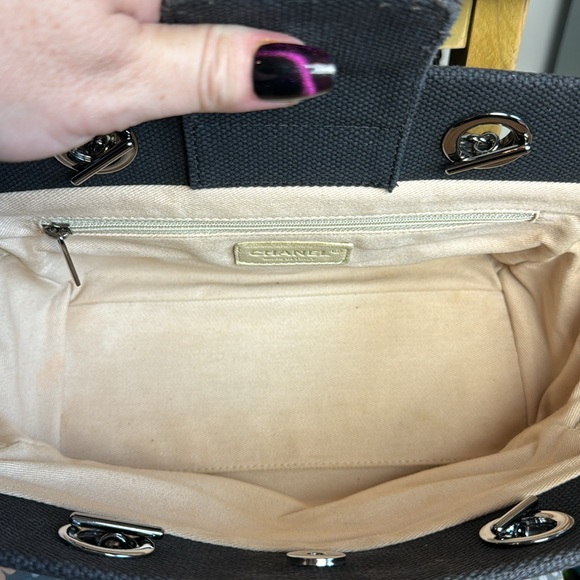 🔥Authentic Chanel lambskin chocolate bar, canvas small tote bag - Picture 8 of 15